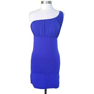Jantzen One Shoulder Swim Dress Swimsuit Cobalt Blue Goddess One-piece Coverup